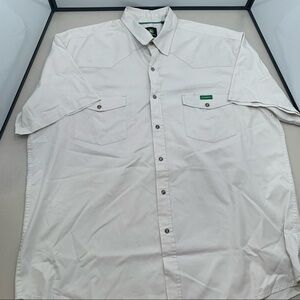 John Deere Mens Pearl Snap Button Front White Shirt XL